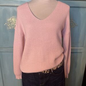Selfie Couture Womens Cozy Sweater Pink Knit Long Sleeves Drop Shoulder XS/S